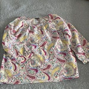 Talbots Size Medium Blouse Paisley Pullover Top